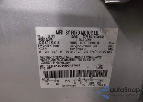2014 Ford Explorer Xlt from USA, damaged, VIN 1FM5K8D80EGA77959